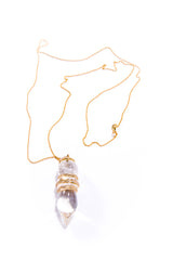 Rock Quartz Crystal Gold & Diamond Pendulum-Neck Pendant-Gretchen Ventura