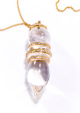 Rock Quartz Crystal Gold & Diamond Pendulum-Neck Pendant-Gretchen Ventura