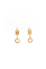 18K Gold & Rose Cut Double Diamond Drops-Earrings-Gretchen Ventura