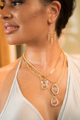 Gold & Diamond Triple Tear Drop Earrings-Earrings-Gretchen Ventura