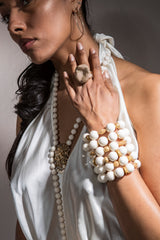 Rose Cut Diamond & Gold Bead & Moose Antler Bead Bracelet-bracelets-Gretchen Ventura