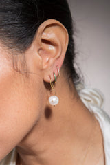 Fresh Water Pearls Embedded w/ Brilliant Diamonds (.04c) on 22K Wire Earrings #3514-Earrings-Gretchen Ventura