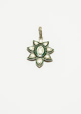 Rose Cut Diamond & Green Enamel Sterling Pendant-Neck Pendant-Gretchen Ventura