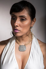 Diamond Plate on French Cable Chain-Necklaces-Gretchen Ventura