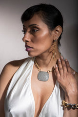 Diamond Plate on French Cable Chain-Necklaces-Gretchen Ventura