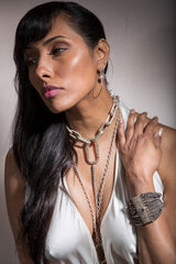 360 Degree Large Sterling Silver Spear & Link Choker-Necklaces-Gretchen Ventura