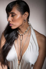 360 Degree Large Sterling Silver Spear & Link Choker-Necklaces-Gretchen Ventura