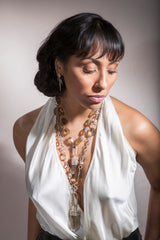 Smoky Quartz Crystal Capped in Raw Diamond & Sterling Necklace-Necklaces-Gretchen Ventura