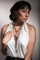 Smoky Quartz Crystal Capped in Raw Diamond & Sterling Necklace-Necklaces-Gretchen Ventura