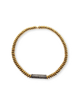 Hematite Heishi Bead & Diamond Bar Bracelet-Men's-Gretchen Ventura