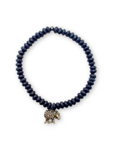 Onyx Bead & Diamond Elephant Charm Bracelet-Men's-Gretchen Ventura