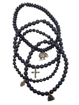Onyx Bead & Diamond Elephant Charm Bracelet-Men's-Gretchen Ventura