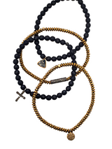 Onyx Bead & Raw Black Diamond Charm Bracelet-Men's-Gretchen Ventura