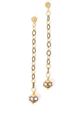 Gold & Rose Cut Bead & Link Chain Earrings-Earrings-Gretchen Ventura
