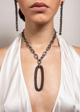 Black Spinel Large Oval Rockstar Necklace-Necklaces-Gretchen Ventura