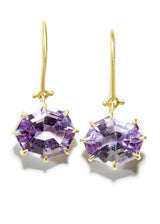 14K Gold Pink Amethyst Hinge Earrings-Earrings-Gretchen Ventura