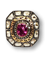 Antique Pink Tourmaline & Diamonds Ring-Rings-Gretchen Ventura