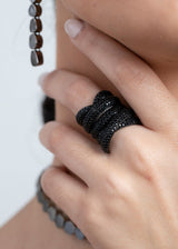Black Spinel Rockstar Wrap Ring-Rings-Gretchen Ventura