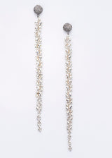 Faceted Pyrite & Sterling Beads Earrings on Rose Cut & Diamond Post (5.5")-Earrings-Gretchen Ventura