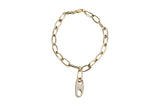 14K & Brilliant Diamond (1.42c) Connector w/ Diamond (.12c) Clasps & 14K Gold Link Chain Necklace #9504-Necklaces-Gretchen Ventura