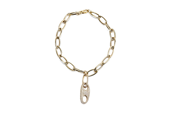 Gold & Diamond Connector & Link Chain Necklace-Necklaces-Gretchen Ventura