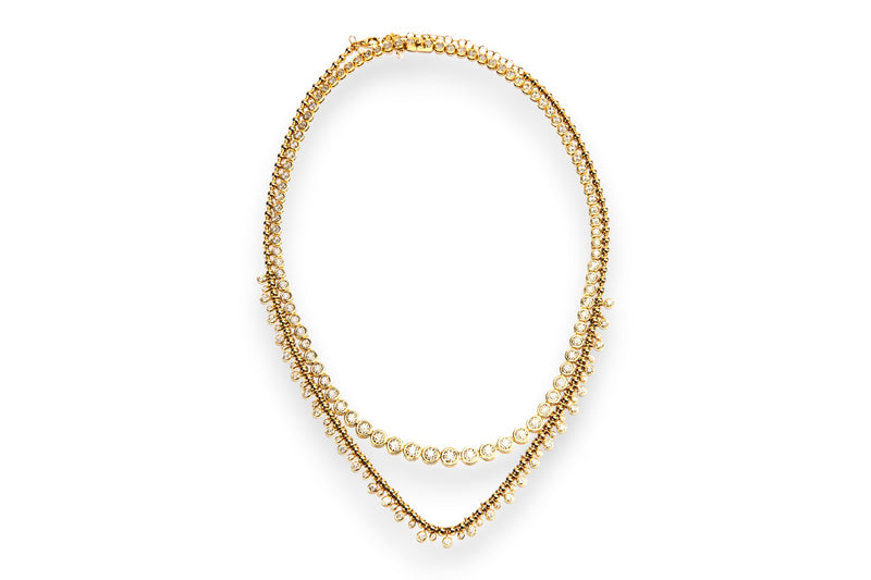 Ball Chain w/ Diamond Drops-Necklaces-Gretchen Ventura