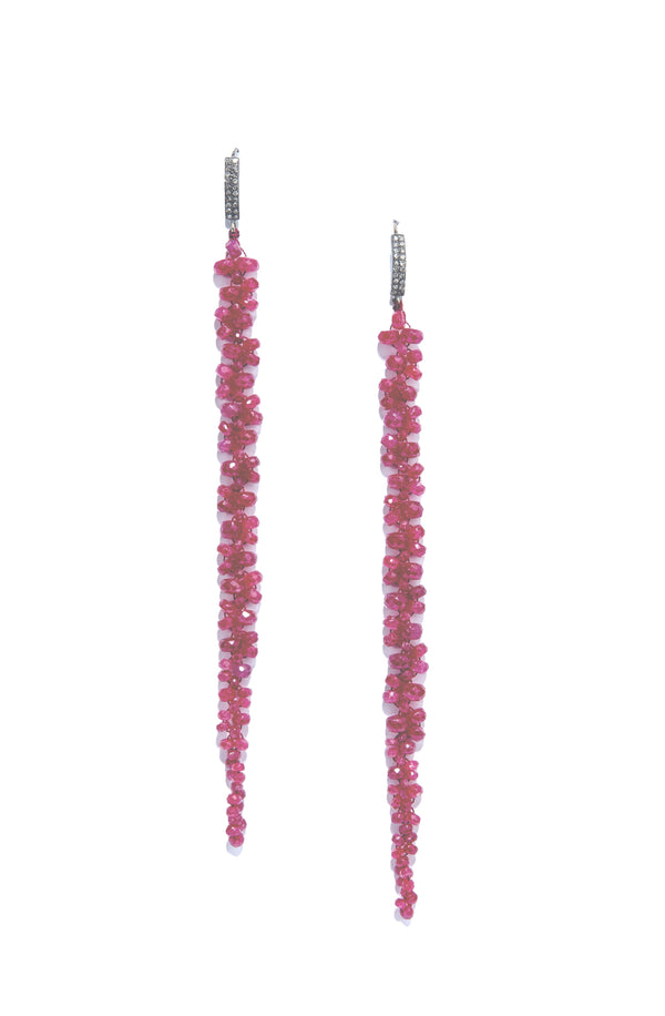 Faceted Ruby Macramé Earrings-Earrings-Gretchen Ventura