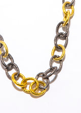 Handmade Hand Hammered Rhodium Plated Sterling (81g) & 20K Gold (27.5g) Necklaces #9634-Chain-Gretchen Ventura