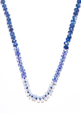 Faceted Tanzanite and Chalcedony Necklace w/ Hand Knotted Silk Thread & 18K Gold Clasp 25" #9673-Necklaces-Gretchen Ventura