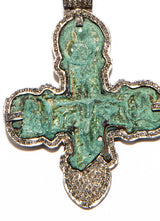 Christian Orthodox Cross Circa 1640-1680 Copper & Brass w/ Sterling & Diamond (2.09C) (3"x2.2") #7328-Neck Pendant-Gretchen Ventura