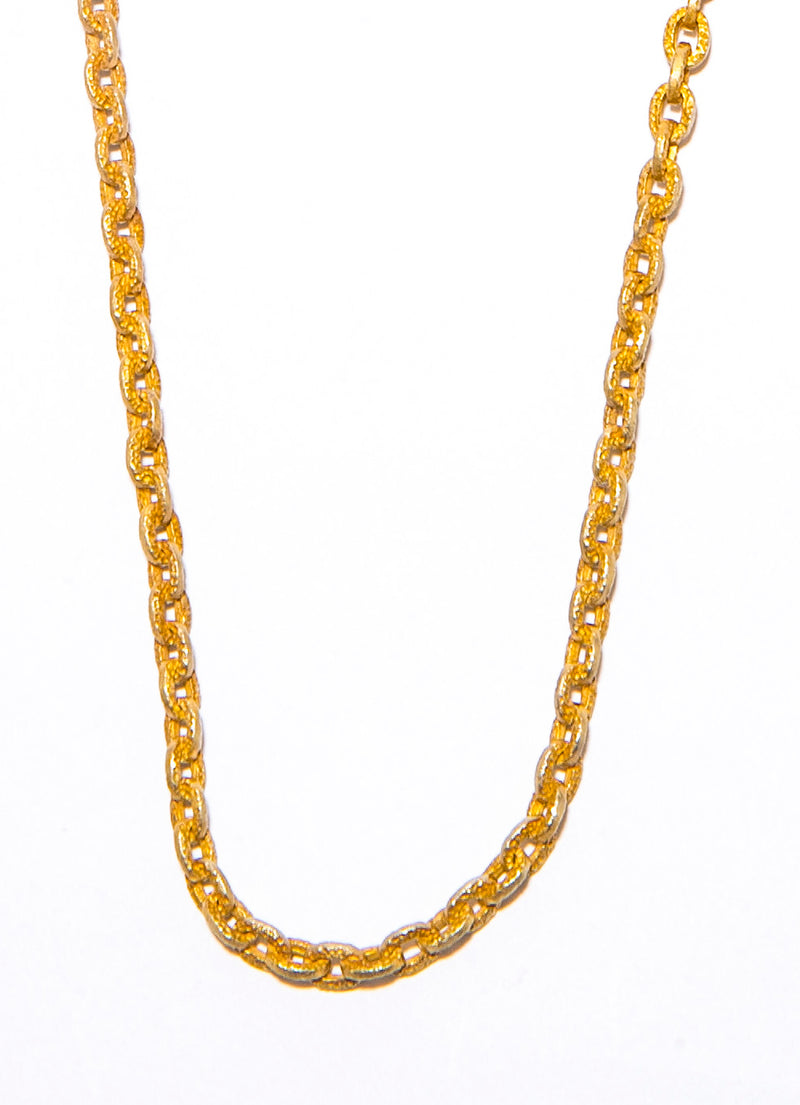 Gold Plate over Sterling Small GV Chain W/ diamond Lobster Claw Clasp (34”) #7711-Chain-Gretchen Ventura