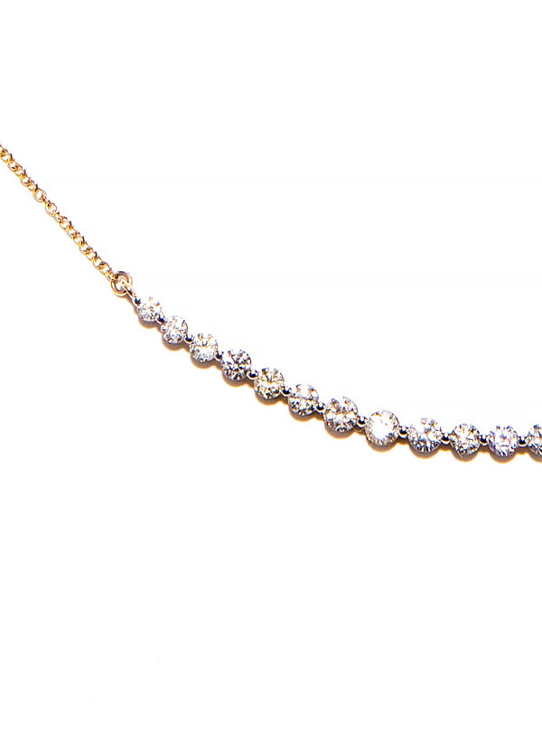 14K Gold (2.98g) Diamond Bar (1.1c) Chain (16”-18”) #9647-Necklaces-Gretchen Ventura