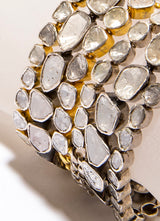 Gold Plate over Sterling Silver Curb Chain Rose Cut Diamond Bracelet (1.5C) #2878-Bracelets-Gretchen Ventura
