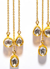 Rose Cut Diamond (1.54C) on Gold Vermeil Triple Drop Earrings #3545-Earrings-Gretchen Ventura