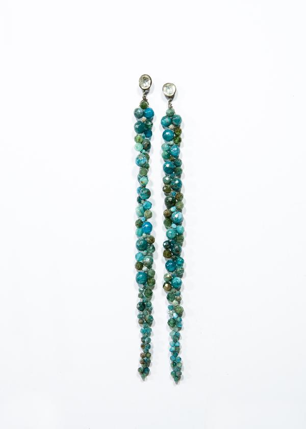 Faceted Apatite Macramé earrings-Earrings-Gretchen Ventura