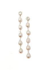Freshwater Pearl & Sterling Silver Rosary Chain Earrings-Earrings-Gretchen Ventura