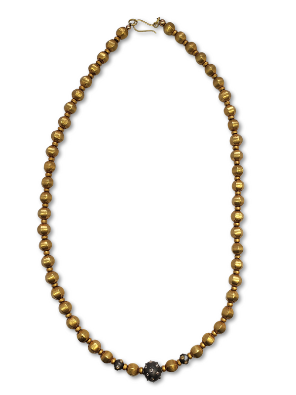 Vintage 20K Gold Over Wax w/ Gold & Diamond Bead Necklace 4-Necklaces-Gretchen Ventura