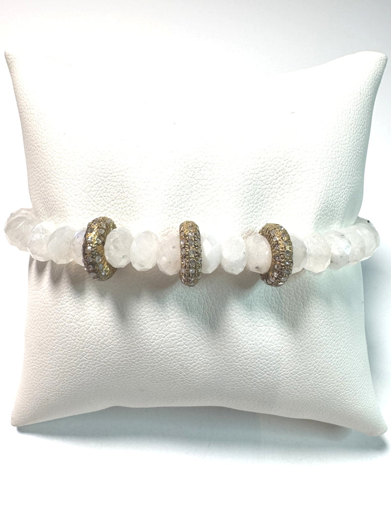 Faceted Moonstone & Diamond Wheels Bracelet-Bracelets-Gretchen Ventura