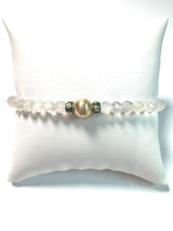 Quartz Crystal, Diamond Enamel Beads & Gold Plate Bead Bracelet-Bracelets-Gretchen Ventura