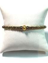 Gold Plated Hematite, Diamond Enamel Beads & Gold Plate Bead Bracelet-Bracelets-Gretchen Ventura