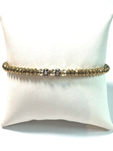 Gold Plated Hematite & Diamond Enamel Beads Bracelet-Bracelets-Gretchen Ventura