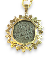 Ancient Byzantine Coin Constantine, The Great Circa 9th/10th Century Constantinople Mint Front: Christ holding The book of Gospals, Back: Ancient Cyrillic: Christ King of Kings #7336-Neck Pendant-Gretchen Ventura