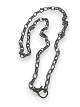 Rhodium Plated Sterling Silver Engraved Oval Link (S, or M, or L) Chain w/lobster Claw Clasp (22") #7714-Chain-Gretchen Ventura