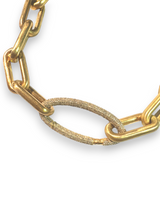 2 Microns 18K Gold over Sterling (16.6g) GV Link Necklace w/ 360 Degree Diamond (5.20C) Link connector Clasp (15.5") #9611-Necklaces-Gretchen Ventura