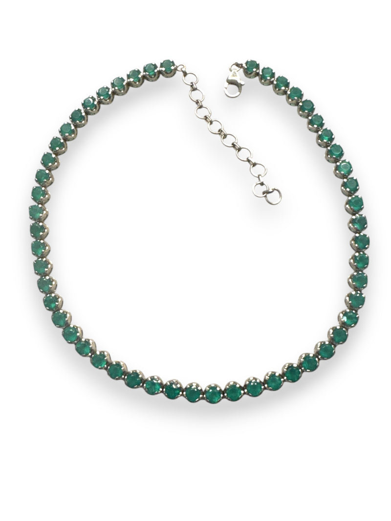 Green Onyx Tennis Necklace-Necklaces-Gretchen Ventura