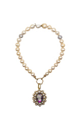 Cameo w/ Pearl & Diamond in Gold Plate-Neck Pendant-Gretchen Ventura
