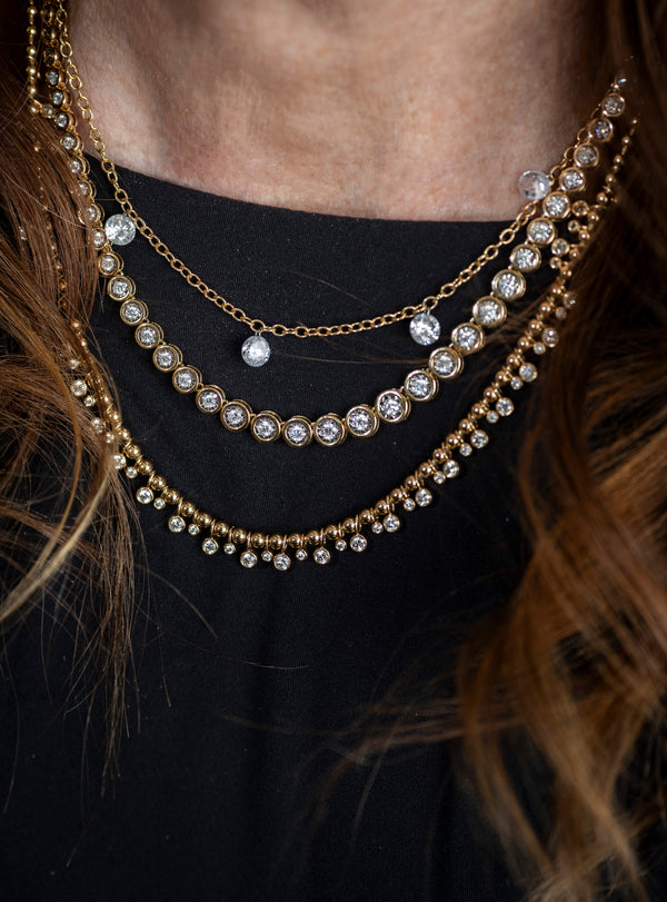 Ball Chain w/ Diamond Drops-Necklaces-Gretchen Ventura