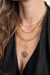 18K Gold (4.95g) Chain W/ Floating Diamond 5 Drops (3.75c SI) Necklace #9635-Necklaces-Gretchen Ventura