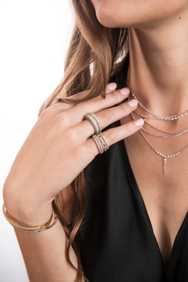 18K Gold (1.45g) & 32 Floating Diamond (1.04c) Necklace (up to 18”) #9641-Gretchen Ventura