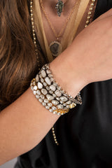 Sterling Chain & Rose Cut Diamond (3.55 C) Bracelet (8") #2879-Bracelets-Gretchen Ventura